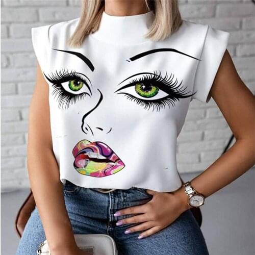 Women Sleeveless Fashion OL Streetwear T-shirt 2020 Summer Homewear Casual Beach Holiday Top