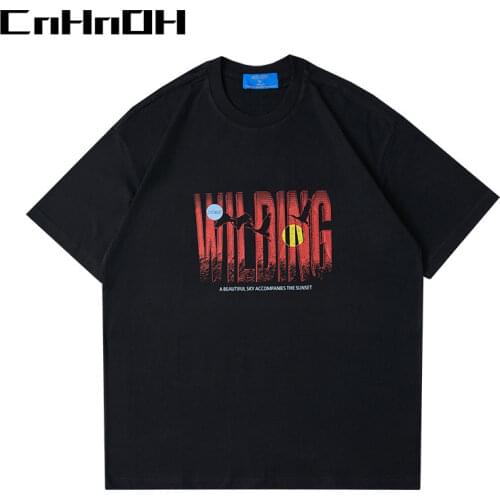 CnHnOH spring and summer street fashion brand new arrival personality letter printing high street short-sleeved T-shirt A077