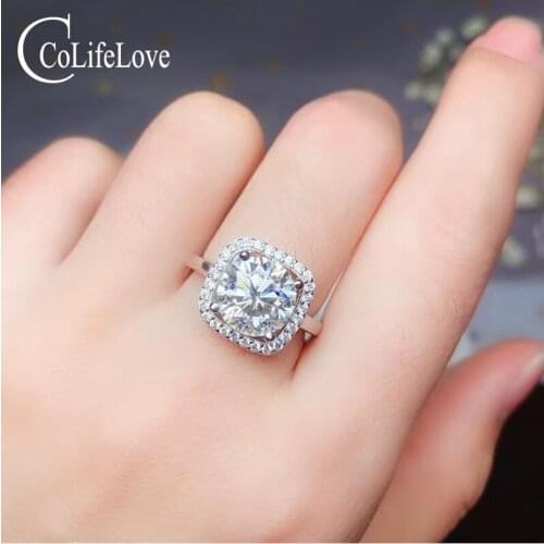 CoLife Jewelry 0.5ct to 3ct D color moissanite ring for engagement 925 silver moissanite ring 925 silver moissanite jewelry