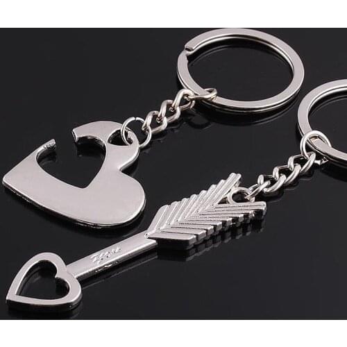 1 Pair Alloy Arrow Bow Love Keyrings Key Chains Lovers Ring Couples keychain Gift