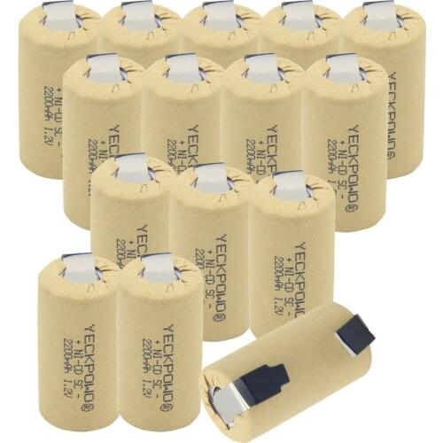 15 pcs real capacity guaranteed Moscow warehouse 2200mAh SC batteries NICD sub C battery 1.2V akkus for electric tools flat top