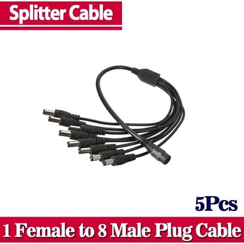 2017 hot sales ,5pcs/lot,High Quaility DC 1 Female to 8 Male Power Splitter Cable Jack For Camera 5.5*2.1 ,CCTV Accessories