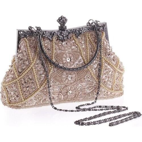 2019 luxury handbags female retro beads sequins evening gift bag wallet wedding party banquet handmade beaded evening bag