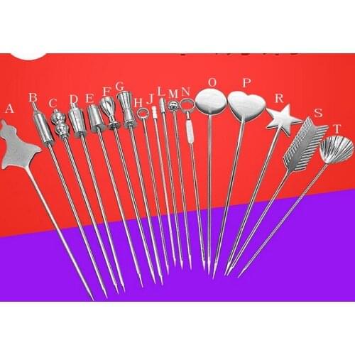 304 Stainless steel food fork fruit sign pin Western metal pattern meat tag Cocktail Pick food picks 11cm