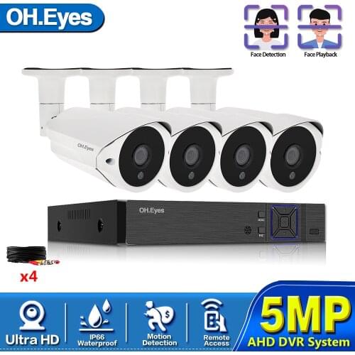 5.0MP CCTV Security Camera System Kit 4ch AHD Camera DVR Video Recorder Infrared Night Vision I-CUT 2k Video Surveillance Set