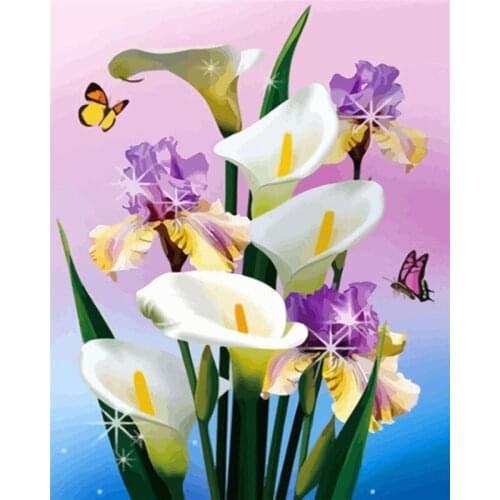 5D Full Square/Round Diamond Painting Flower Art Rhinestone Diamond Embroidery Floral Diamond Needlework Home Decor