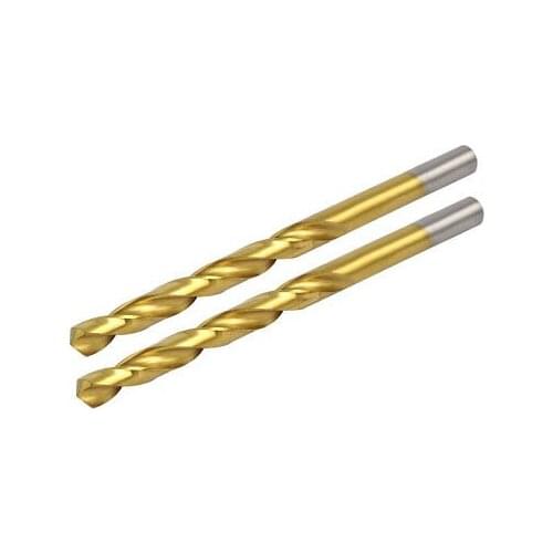 7.8mm Drilling Dia Titanium Plated 2 Flutes Straight Shank Twist Drill Bit 2pcs