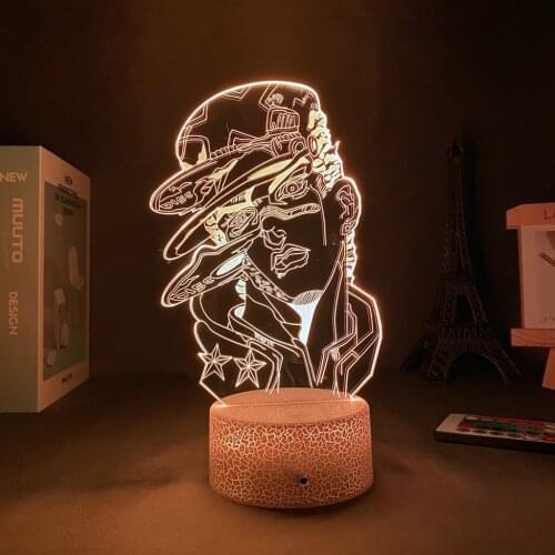 Acrylic LED Lamp Manga JoJo Bizarre Adventure Holiday Lighting Switch Atmosphere Night Lights Kawaii Room Decor