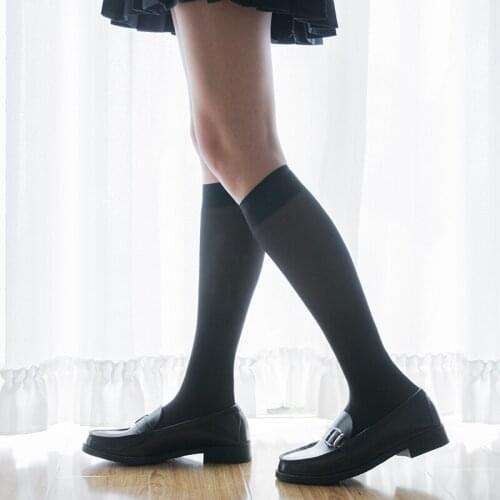 Velvet Knee Socks JK Uniform Tube Socks Female Japanese College Style Soft Girl Calf Socks Summer Half Tube White Silk Stockings