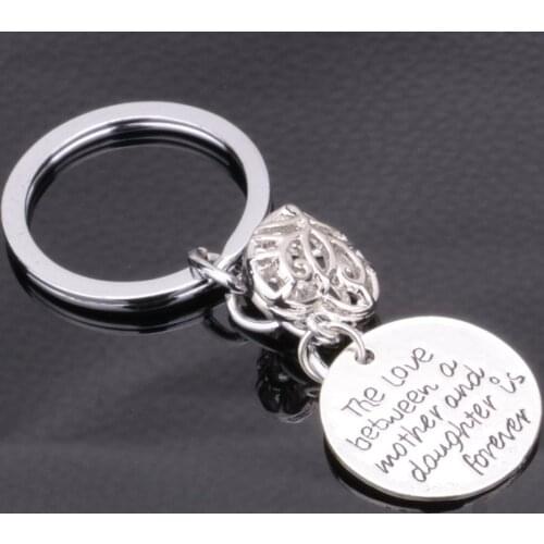 Bespmosp Family Love Between Mother Daughter Hollow Heart Pendant Keyrings Mom Mommy Mama Girls KeyChains Women Jewelry Gifts