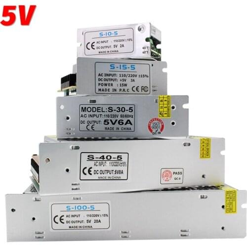 Power Supply 5 Volt 2A 3A 5A 6A 8A 10A 15A 20A 30A 40A Power Adapter 5V Transformer 15W 25W 30W 40W 50W 75W 100W 150W 200W Smps