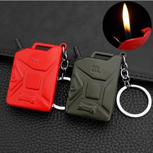 Butane Gas Lighter Creative Oil Barrel Open Flame Mini Keychain Lighter Mens Cigarette Gifts Smoking Accessories
