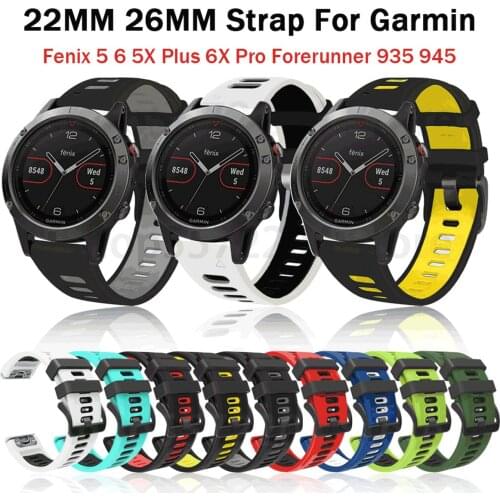22 26MM Quick Release Bracelet Silicone Watch Wrist Band Strap For Garmin Fenix 6 6X Pro Fenix 5 5X Forerunner 935 945 Wirstband