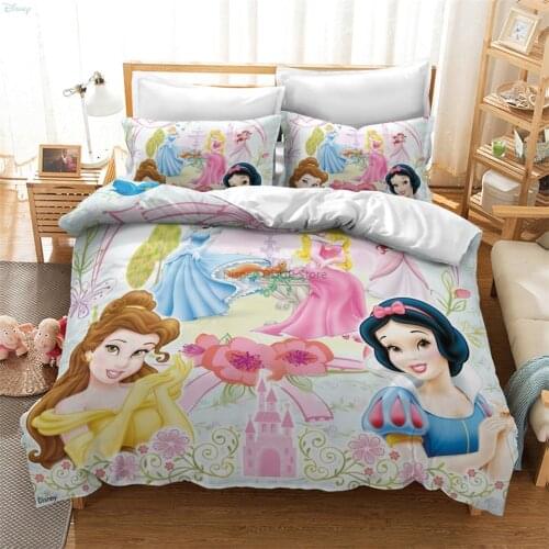 Popular Disney Princess Children Bedding Set Single Twin Double Queen King Size Bed Linen Set 3d Duvet Cover Set with Pillowcase