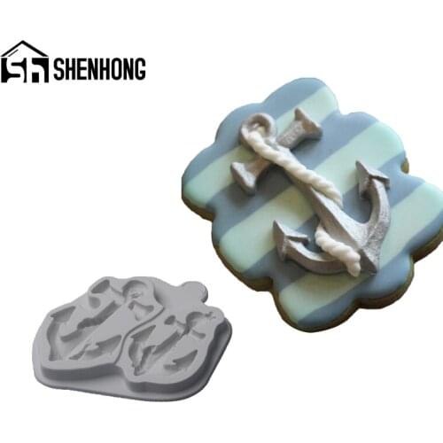 SHENHONG Anchors Mould Cake Decorating Fondant Silicone Molds GumPaste Craft Cookies Candy Dessert Baking Pastry Form