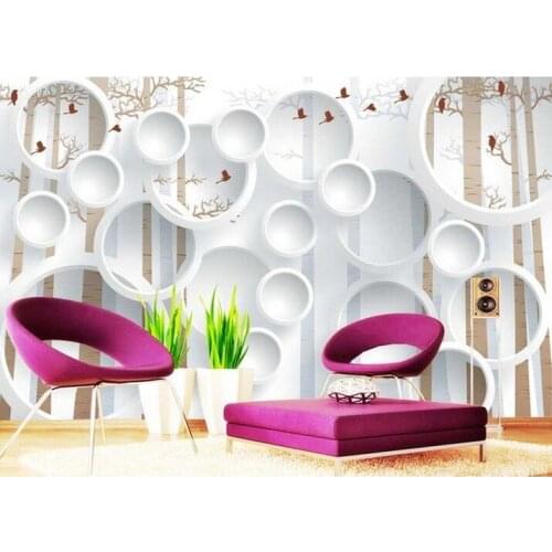 Forest Birds Circle 5d Papel Mural Large Custom Mural for TV Background 3d Wall Photo Mural Fresco 3d Wall Murals home decor