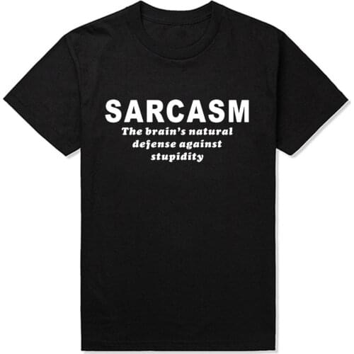 New Summer Style Sarcasm Brains Natural Defense Against Stupidity T-shirt Funny T Shirt Men Short Sleeve Top Tees