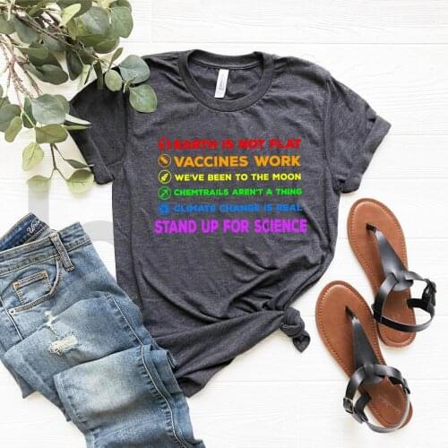 Stand Up for Science T-Shirt Vaccinated Shirt Pro Vaccines T-shirt Nurse Funny Shirts Vaccines Saves Lives Tee Unisex Casual Top