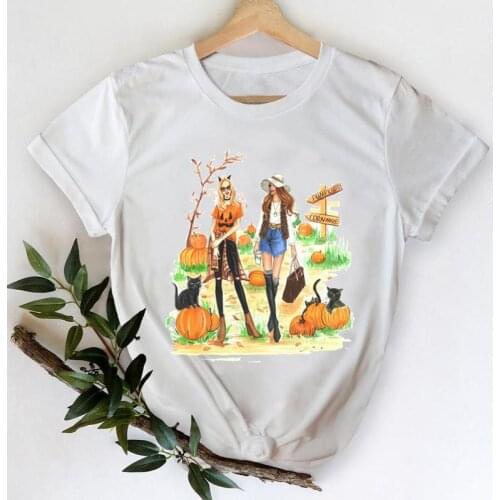 Female Graphic Tees 90s Top Print T-Shirt Clothing Watercolor Friends Happy Women Autumn Fall Thanksgiving Halloween Tshirt T