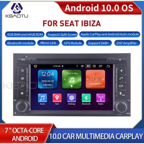 KSAOTU 7125 7" 8-Core Android 10.0 Car Stereo Carplay DSP DAB+ GPS WiFi USB DVB-T 4G TPMS Canbus OBD2 For SEAT IBIZA