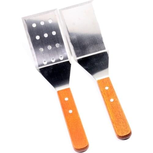 Wood Handle Heavy Duty Hamburger Turner / Spatula with Cutting Edge, 2.95-Inch Wide Blade, 11.5-Inch BBQ Tools