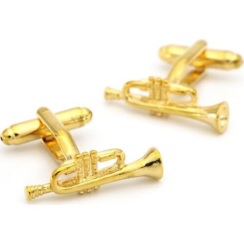 Mens Trumpet Cufflink Copper Material Golden Color