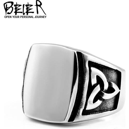Beier 316L Stainless Steel Fashion Style Odin 's Symbol high quality viking punk men Myth Ring Christmas Party Gift LR688