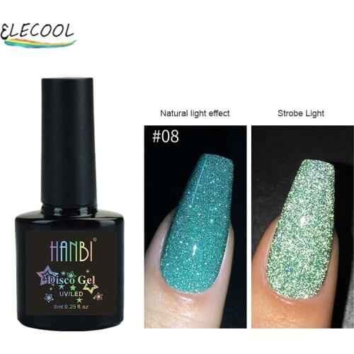 ELECOOL Nails Gel Polish Set Reflective Color Glitter Sequin Effect Gel Long Lasting Base Top Coat Nail Art Polish Design Hybrid
