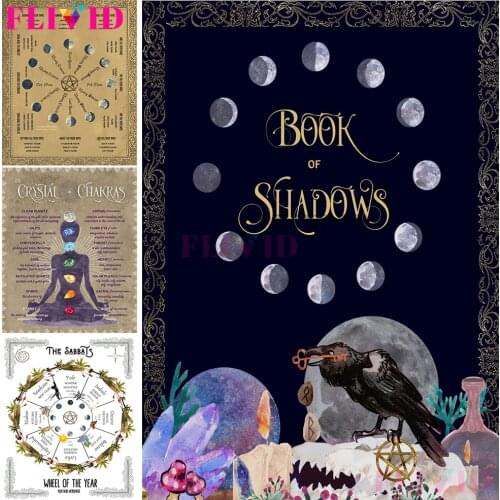 Wheel Of The Year Wall Art Witch Moon Posters And Prints Witchcraft Art For Living Room Decor Spiritual Yoga Canvas Painting