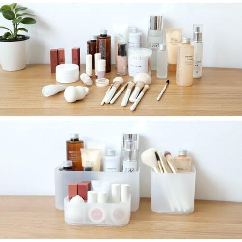 Desktop Storage Box Cosmetic Box Partition Lipstick Box With Cover Dressing Table Finishing Box Holder Makeup Organizer Bathroom