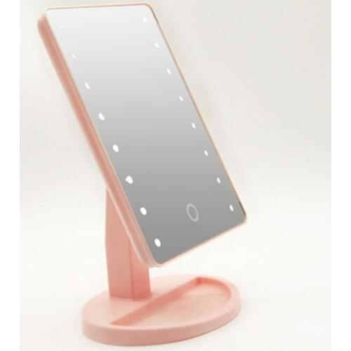 LED Desktop Storage Vanity Mirror With Light 16 Light Makeup Mirror Desktop 360 Rotating Vanity Mirror Touch Sensor Free Ship