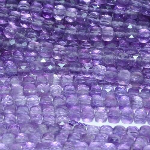 Natural Clean Amethyst Light-Dark Faceted Irregular Cube Bead 4mm-4.2mm