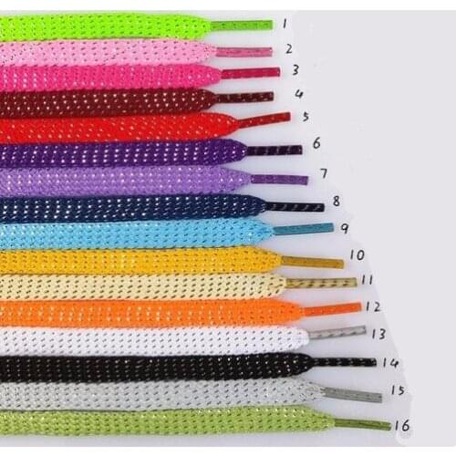 Cheap Price Two Pairs Free Shipping Shoelace Flat Silver Stripes Shoe Lace Multi-color Available