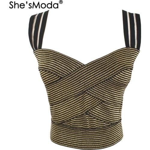 ShesModa Bandage Slim Womens Spandex 2020 Summer Cropped Tops Vest Tank Bachelorette Plus Size