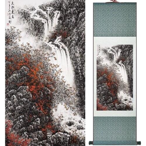 Landscape painting Home Office Decoration Chinese scroll painting mountain and River paintingPrinted painting042309