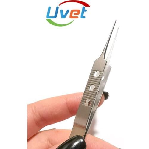Uvet 10pcs stainless steel surgical tweezers 10.5cm microscope ophthalmic surgical tweezers with tooth