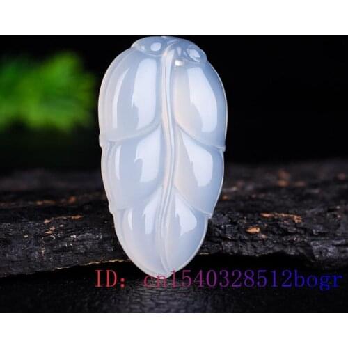 Jade Leaf Pendant Chalcedony Fashion Necklace Gifts Green White Natural Charm Women Jewelry Carved