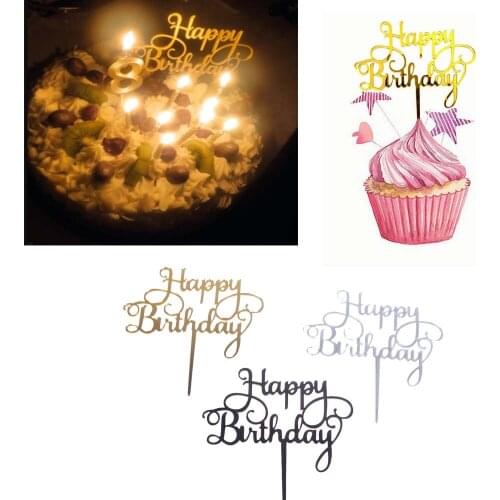 Happy Birthday My Love Acrylic Cake Topper Gold Heart Cake Topper For Lover Birthday Party Cake Decorations Baby Shower