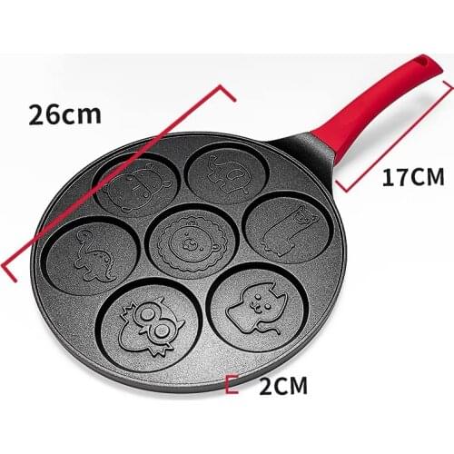 TEENRA Four-hole Frying Pan Thickened Omelette Frying Pan Non-stick Egg Pancake Steak Frying Pan Egg Ham Pans Breakfast Maker