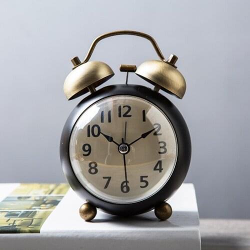 Modern Wake Up Round Metal Alarm Clock Minimalist Black Silent Creative Alarm Clock Vintage Home Mini Student Decoration MM60NZ
