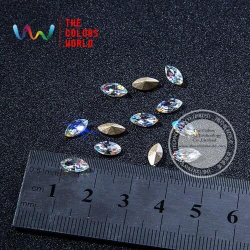 TCSZ002 3D 4*8MM Horse Eye Shape Clear Glitter Shinny Crystal Diamond for Nail Art Rhinestones Decorations DIY