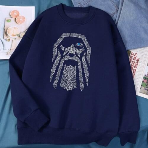Viking Cartoon Sudadera Mens Hoodie Long Sleeve Streetwear Pullovers Fashion O-neck Loose Tops Clothing Casual Hip Hop Homme