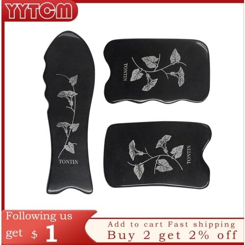 Tontin Carved Flowers Buffalo Ox Horn Beauty Guasha Scraping Tool Thin Arm Leg Slimming V Line Face Massage Guasha Plate
