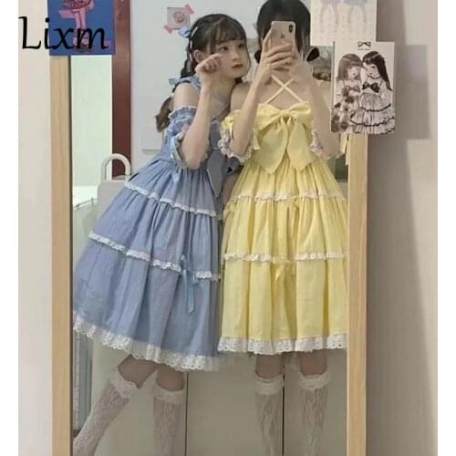 Victorian Vintage Women LOLITA Three-stage Medieval Bowknot Princess Party Dresses Girls Japanese Sweet Kawaii Jsk Lolita Dress
