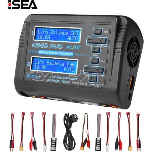 HTRC C240 Duo RC Lipo charger AC/150W DC/240W Dual Channel 10A Balance Discharger for LiPo LiHV LiFe Lilon NiCd NiMh Pb Battery