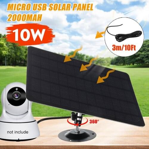 10W Solar Panel USB Sun Power Solar Cells Bank Pack With 360 Degree Mounting Bracket Waterproof For Outdoor Camping Hiking