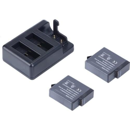 2pcs Battery For GoPro Hero5 6 7 8+Batteries and Remote Control Charging Seat Triple Charger for GoPro 7 TELESIN Wifi Controller