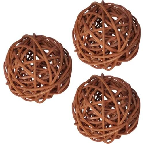 3pcs 8cm Round Rattan Wicker Cane Ball Garden Wedding Party Home Decoration