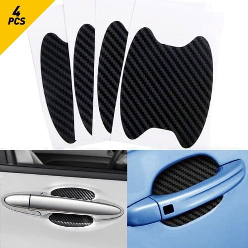 4PCS Carbon Fiber Door Bowl Car Stickers Anti-Scratch Protection Decal Stickers For VW Toyota Lada Kia Hyundai Renault Opel Vaz