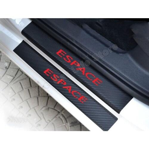 4Pcs Carbon Fiber Car Door Sill Threshold Stickers Logo Decals for Renault Espace Interior Accessories